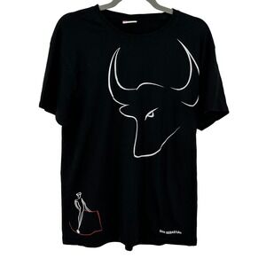 Burladero San Sebastian Bull Fighting Madrid Graphic‎ T-Shirt Mens XL Black